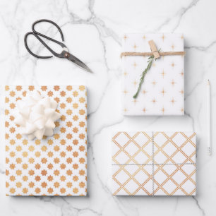 Feuille De Papier Cadeau Christmas Chic gold White Star Motif abstrait