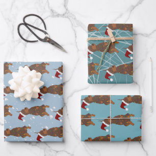 Feuille De Papier Cadeau Christmas Doberman Pinscher