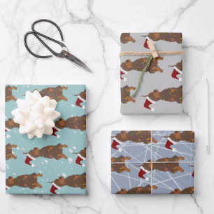 Feuille De Papier Cadeau Christmas Doberman Pinscher