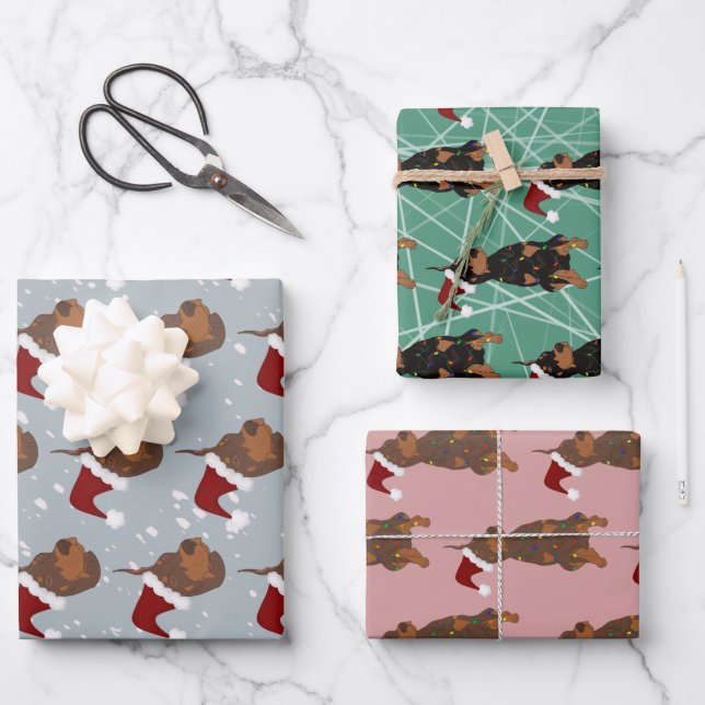 Feuille De Papier Cadeau Christmas Doberman Pinscher (Recto)