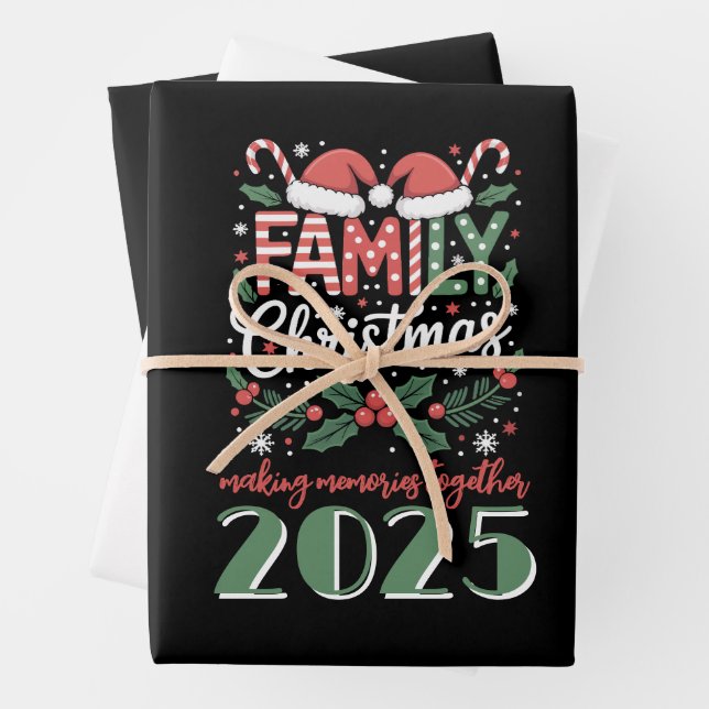 Feuille De Papier Cadeau Christmas: Family Christmas 2025 Matching Outfit  (En situation)