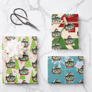 Feuille De Papier Cadeau Christmas Fish Santa Hat Funny Pêche