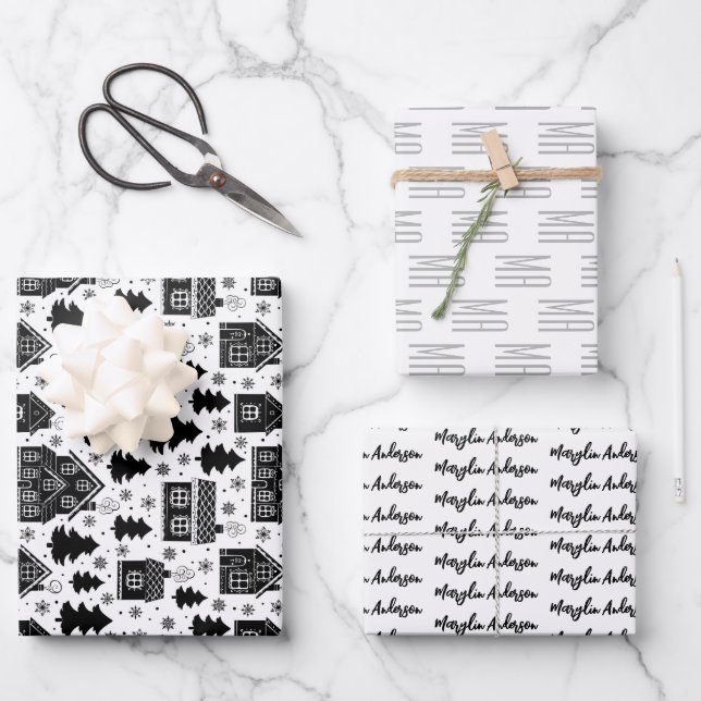 FEUILLE DE PAPIER CADEAU CHRISTMAS GINGER PAIN MAISON MONOGRAM PERSONNALISÉ (Recto)