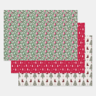Feuille De Papier Cadeau Christmas Holiday Three Pack