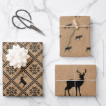 Feuille De Papier Cadeau Christmas Kraft Deer Motif<br><div class="desc">L'assortiment de papier d'emballage de Noël en trois modèles différents qui tous vont ensemble magnifiquement - tous les cerfs noirs sur papier kraft en différents motifs et tailles.</div>