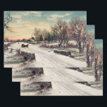 Feuille De Papier Cadeau Christmas Morn, peinture d'art,<br><div class="desc">Christmas Morn,  tableau vintage de W.C. Bauer,  1880,  avec Joyeux Noël au dos de la carte postale.</div>
