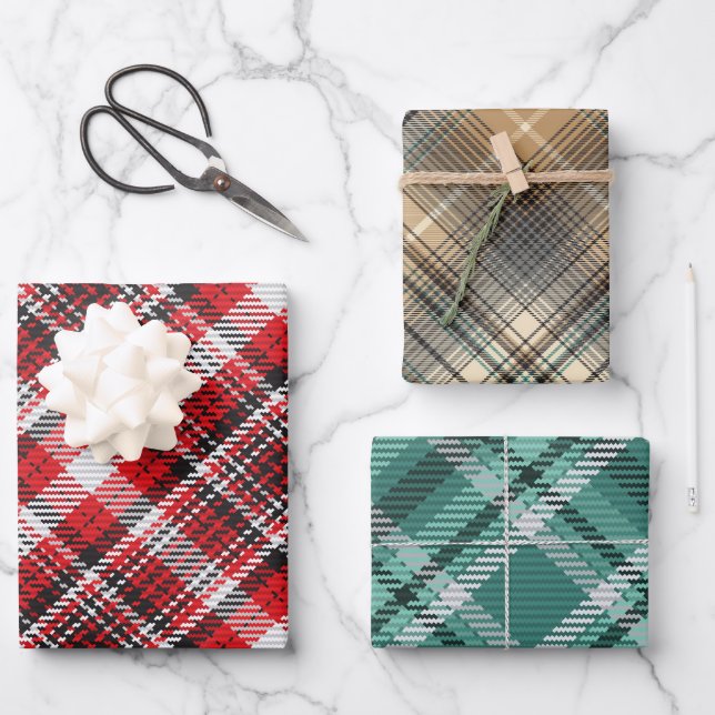Feuille De Papier Cadeau Christmas plaid coordinating (Recto)
