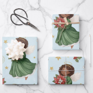 Feuille De Papier Cadeau Christmas Poinsettia Angels  Wrapping Paper Sheets