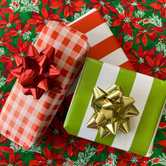 Feuille De Papier Cadeau Christmas Red White Green Stripe and Gingham 3 set