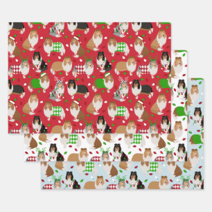 Feuille De Papier Cadeau Christmas Rough Collie
