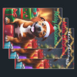 Feuille De Papier Cadeau Christmas Staffordshire Bull Terrier<br><div class="desc">Portant Un Chapeau De Père Noël Et Entouré De Cadeaux De Noël,  La Photo Est Fatiguée.</div>