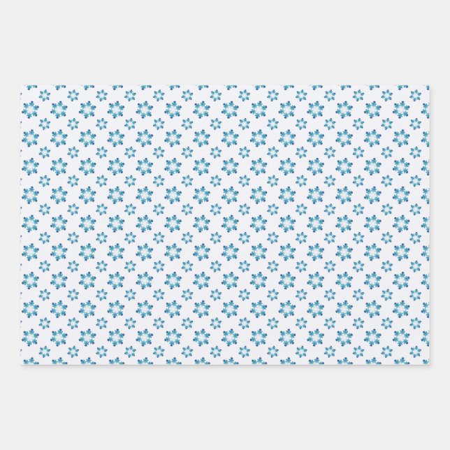 Feuille De Papier Cadeau Christmas Winter Wrapping Paper with Snowflakes  (Devant)