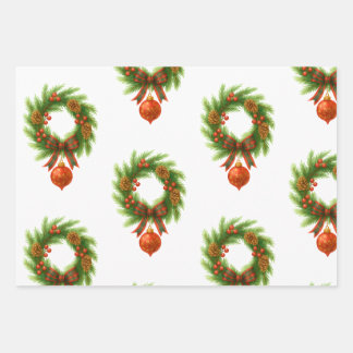 Feuille De Papier Cadeau Christmas wreath wrapping paper sheets
