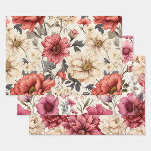 Feuille De Papier Cadeau Chrysanthème Fleurs de Marguerite Art Décoratif Dé