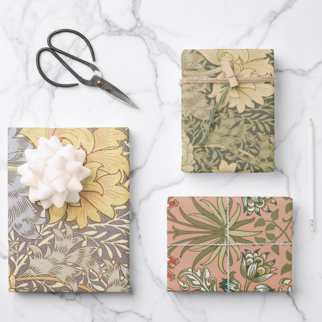 Feuille De Papier Cadeau Chrysanthème Fleurs de Mère en Fleur de William Mo (Recto)