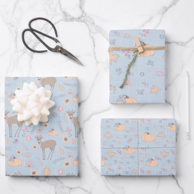 Feuille De Papier Cadeau Chute de cerfs de bois (Recto)