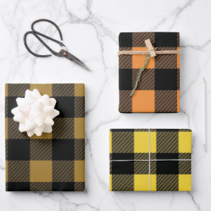 Feuille De Papier Cadeau Chutes de buffle Plaid Jaune, orange et Brown