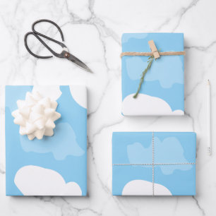 Feuille De Papier Cadeau Ciel bleu nuages
