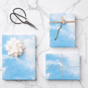 Feuille De Papier Cadeau Ciel bleu nuages