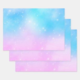 Feuille De Papier Cadeau Ciel dégradé rose et bleu pastel