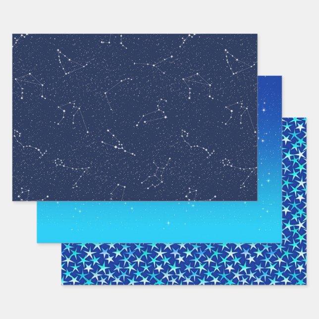 Feuille De Papier Cadeau Cieux étoilés (Lot)