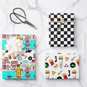 Feuille De Papier Cadeau Cinquante Diner Nostalgic Couple tenant Les Mains 