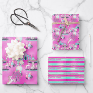 Feuille De Papier Cadeau Cirque d'anniversaire personnalisé