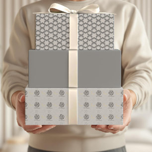 Feuille De Papier Cadeau Citation Motif arabe de l'Aïd Moubarak Cute Grey S