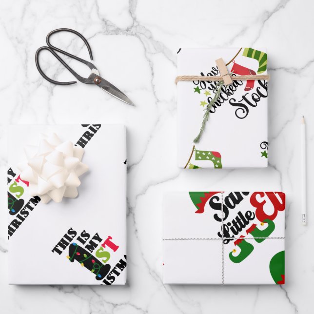 Feuille De Papier Cadeau Citations de Noël pour les enfants enveloppant des (Recto)