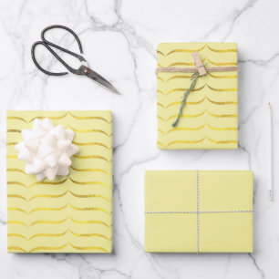 Feuille De Papier Cadeau Citron jaune et or