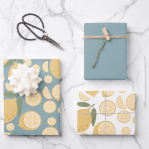 Feuille De Papier Cadeau Citron jaune Motif