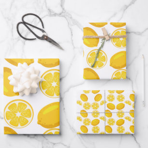 Feuille De Papier Cadeau Citron jaune motif