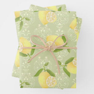 Feuille De Papier Cadeau Citron Motif Aimer Olive