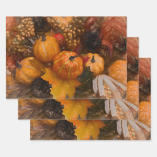 Feuille De Papier Cadeau Citrouille Automne Brûlé Orange Vintage Art antiqu