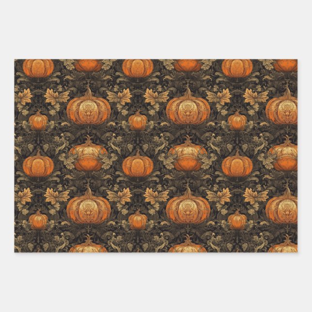Feuille De Papier Cadeau Citrouille chic (Devant)