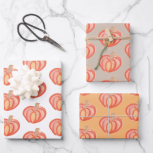 Feuille De Papier Cadeau Citrouille d'automne peinte à la main orange