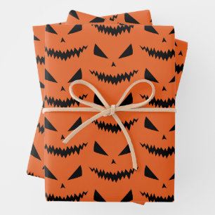 Feuille De Papier Cadeau Citrouille d'Halloween effrayante Jack OLantern vi