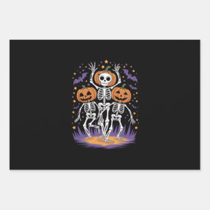 Feuille De Papier Cadeau Citrouille d'Halloween squelette dansant 