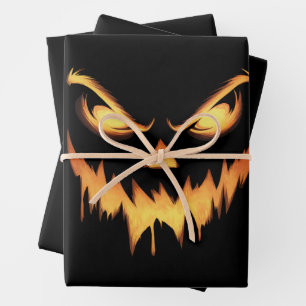 Feuille De Papier Cadeau Citrouille effrayant Jack-o'-lantern Face Hallowee