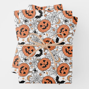 Feuille De Papier Cadeau Citrouille éffrayant Motif Halloween