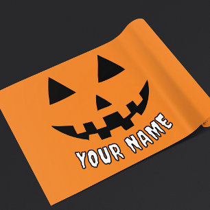 Feuille De Papier Cadeau Citrouille Halloween Orange Personnalisée Votre No