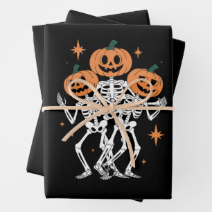 Feuille De Papier Cadeau Citrouille Squelette Halloween Citrouille Saison S