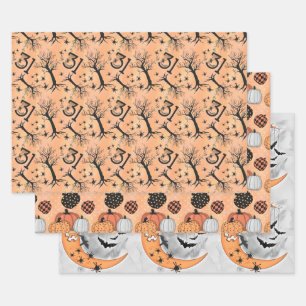 Feuille De Papier Cadeau Citrouille Vintage gothique 31 octobre Halloween