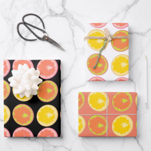 Feuille De Papier Cadeau Citrus Candy Lemon Fruit Motif Anniversaire
