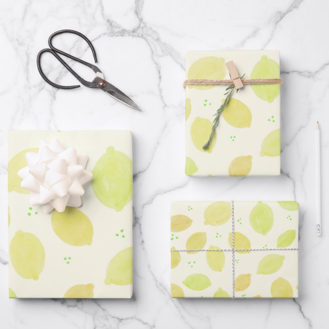 Feuille De Papier Cadeau Citrus Motif citron (Recto)