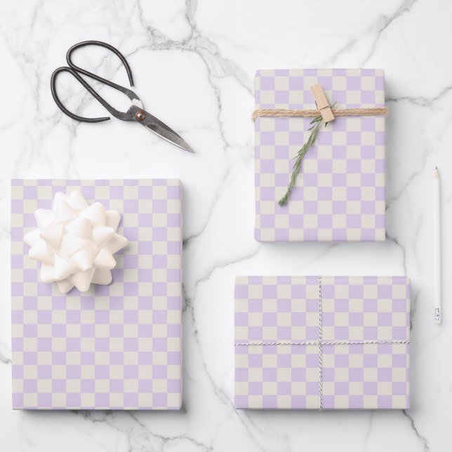Feuille De Papier Cadeau Clair classique violet, blanc (Recto)