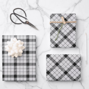 Feuille De Papier Cadeau Clan MacFarlane Tartan noir et blanc