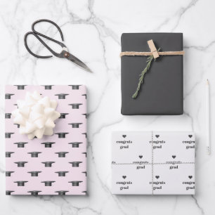 Feuille De Papier Cadeau Classe de diplômes de 20XX Cute Chic Pink and Bla