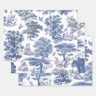 Feuille De Papier Cadeau Classé élégant Rustic Blue Country Toile
