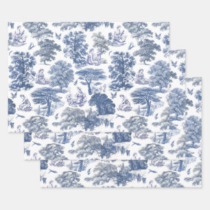 Feuille De Papier Cadeau Classé élégant Rustic Blue Country Toile